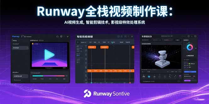 Runway全栈视频制作课：AI视频生成，智能剪辑技术，影视级特效处理系统-谷进海小站
