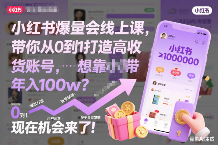 小红书爆量会线上课,带你从0到1打造高收益带货账号,想靠小红书带货年入100w?现在机会来了!(更新)-谷进海小站