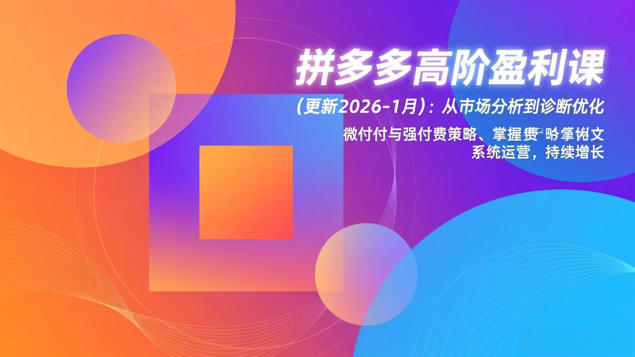拼多多高阶盈利课(更新2026-1月-谷进海小站