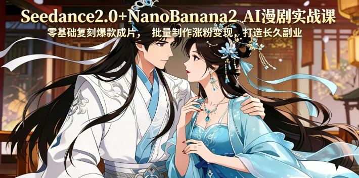 Seedance2.0+NanoBanana2 AI漫剧实战课，零基础复刻爆款成片涨粉变现，打造长久副业收益-谷进海小站
