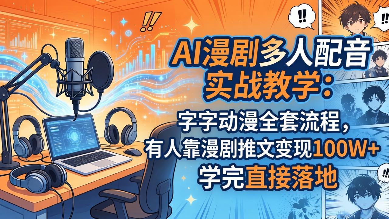 AI漫剧多人配音实战教学：字字动漫全套流程，有人靠漫剧推文变现100W+，学完直接落地-谷进海小站