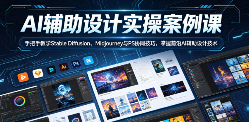 AI辅助设计实操案例课，手把手教学Stable Diffusion、Midjourney与PS协同技巧，掌握前沿AI辅助设计技术-谷进海小站