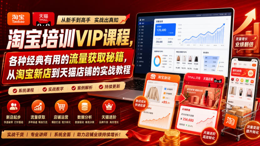 淘宝培训VIP课程，各种经典有用的流量获取秘籍，从淘宝新店到天猫店铺的实战教程(更新08月12日)-谷进海小站