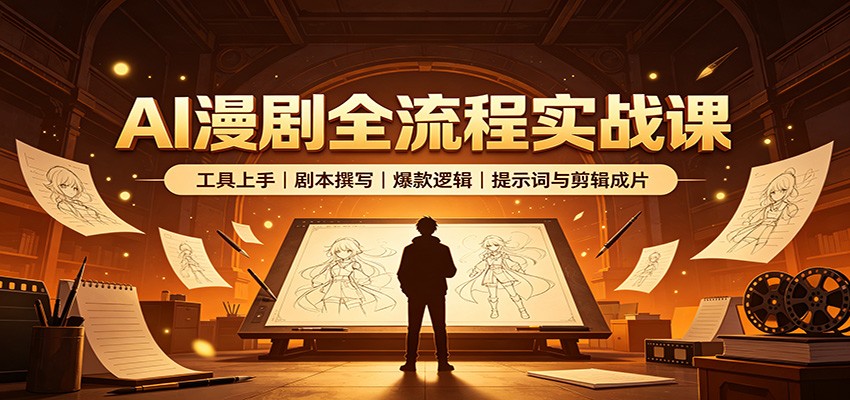 AI漫剧全流程实战课：工具上手、剧本撰写、爆款逻辑、提示词与剪辑成片-谷进海小站
