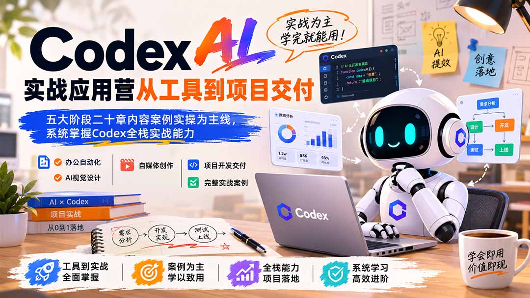 Codex AI实战应用营从工具到项目交付；五大阶段二十章内容案例实操为主线，系统掌握Codex全栈实战能力-谷进海小站