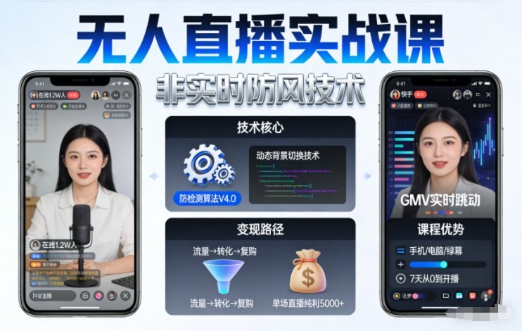宝子哥无人直播实战课，非实时防风技术，聚焦抖音快手等平台直播带货，轻松开启直播变现之路(更新261029)-谷进海小站