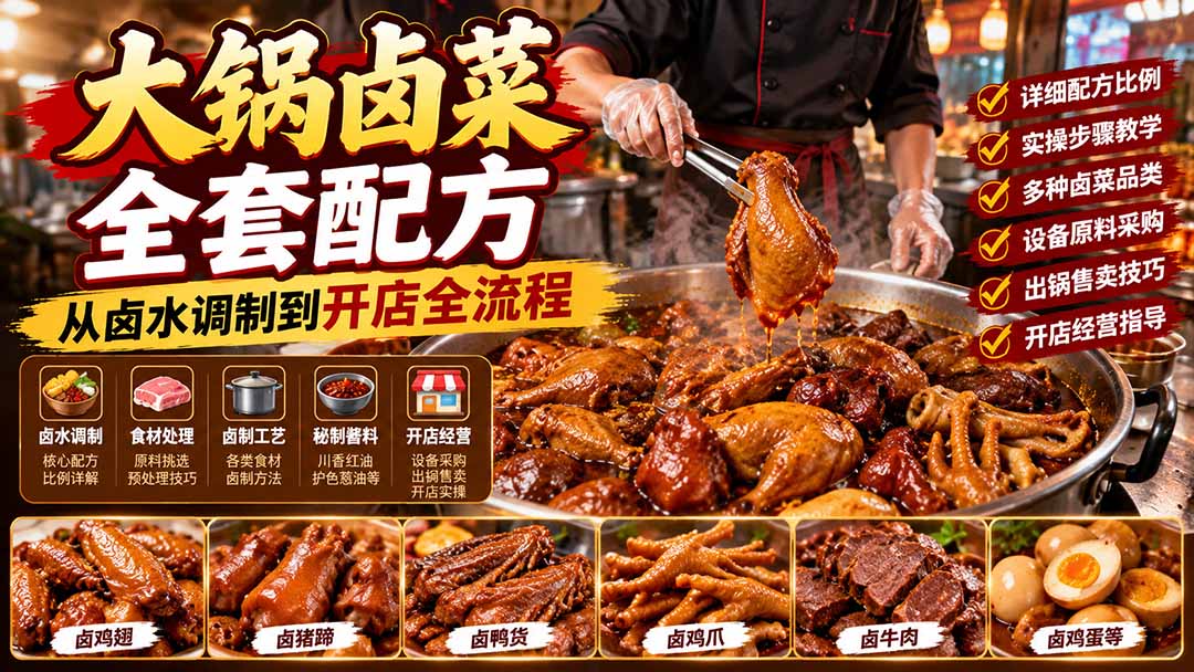 大锅卤菜全套配方，从卤水调制到开店全流程，感觉学会了去摆摊也不错-谷进海小站
