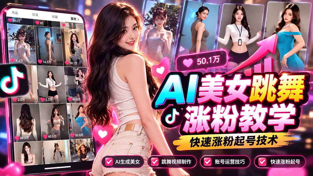 AI美女跳舞涨粉教学，AI生成美女，跳舞视频制作，账号运营与快速起号涨粉-谷进海小站